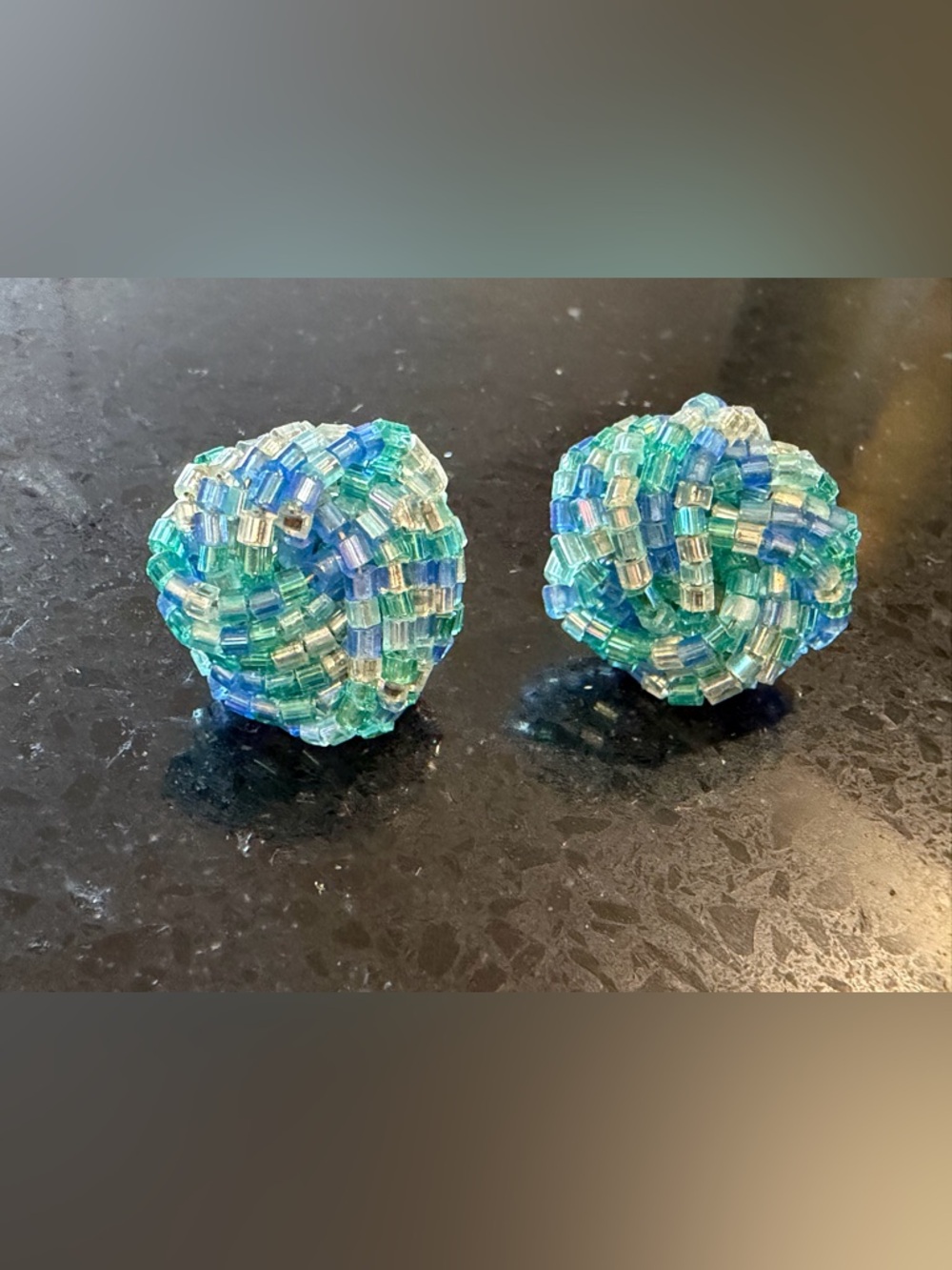 Vintage beaded cluster earrings - pierced